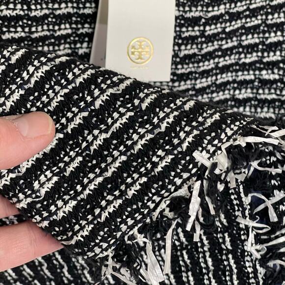 NWT TORY BURCH Women’s Black and White Rafia Woven Pencil Skirt size 6 - Picture 5 of 7